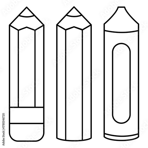 Pencil, Colored Pencil And Crayon Outline