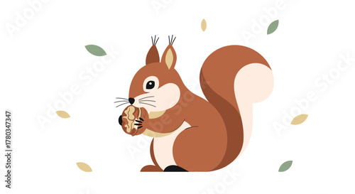 Charming Squirrel Enjoying Acorn Delight in a Playful Autumnal Illustration