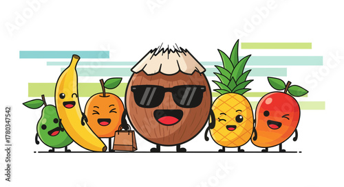 Cheerful Fruit Friends Smiling Together Celebrating Summer in a Fun And Playful Display