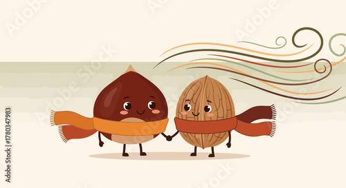 Charming Nutty Companions Embrace Autumn's Breezy Weather and Cherish Togetherness