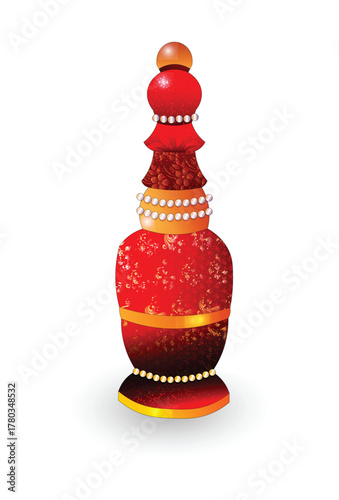 Traditional Bengali Gach Kouto Sindoor Box, Red Kumkum Pot for Bengali Wedding Rituals Bengali wedding element vector design