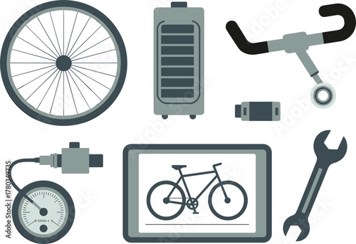 Bicycle Parts and Tools Flat Design Elements bike wheel