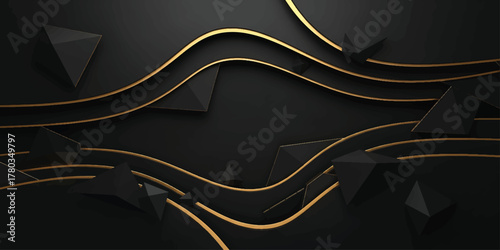 Abstract black and white wave background with flowing curves and modern design texture