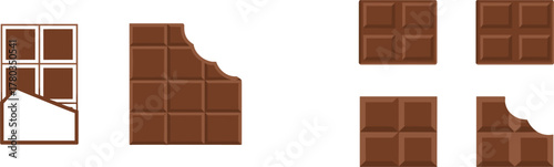 Chocolate Bar Pieces and Bites Flat Design candy sweet