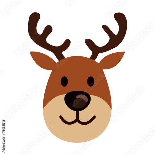 Simple flat design Christmas reindeer head