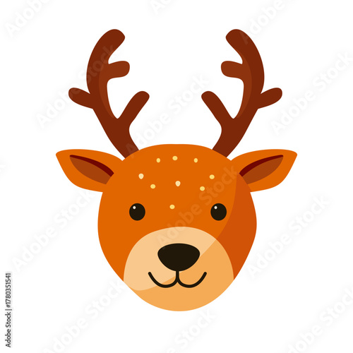 Adorable cartoon reindeer with a friendly smile.