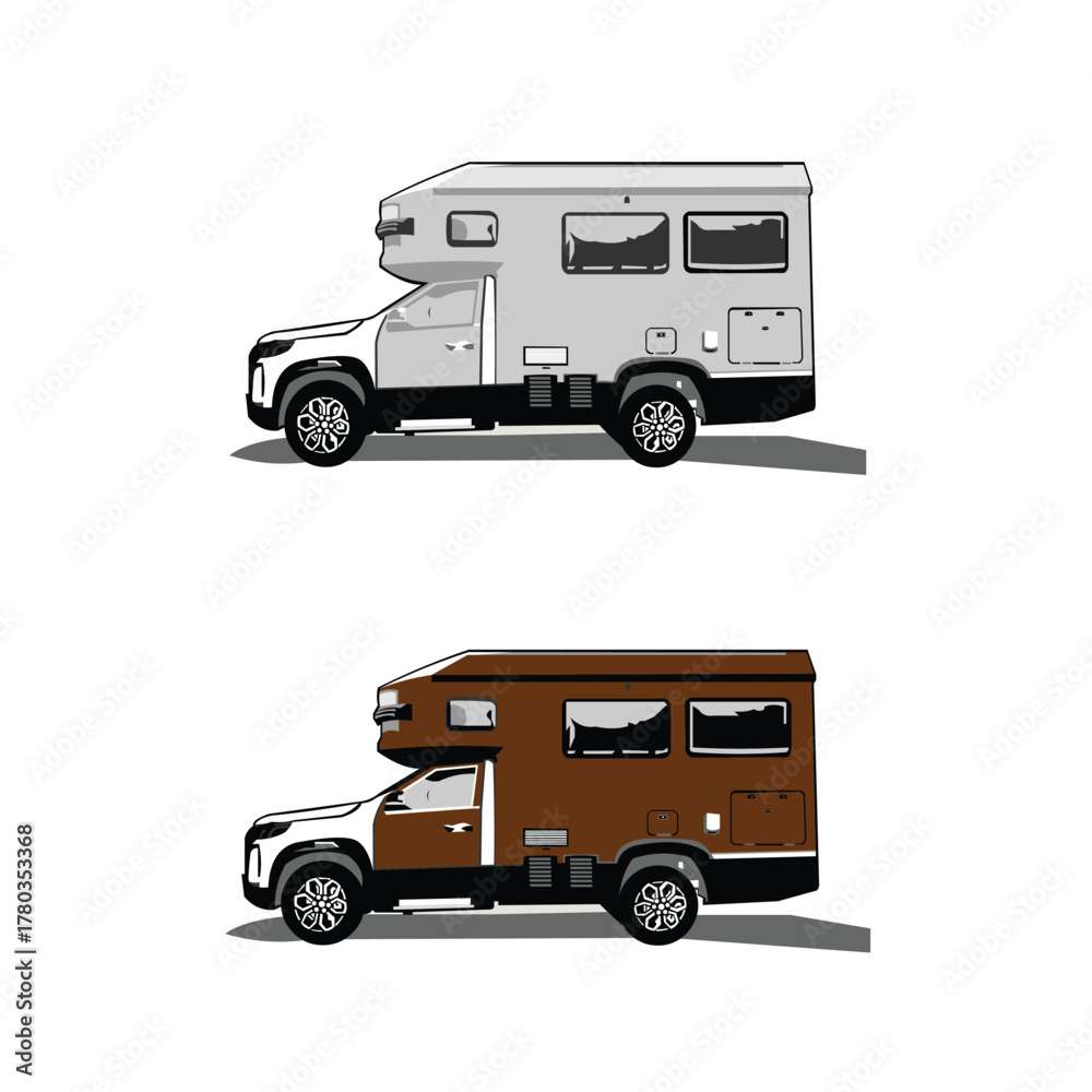 Fototapeta premium Brown Grey Ninibus Van Vector Illustration.eps