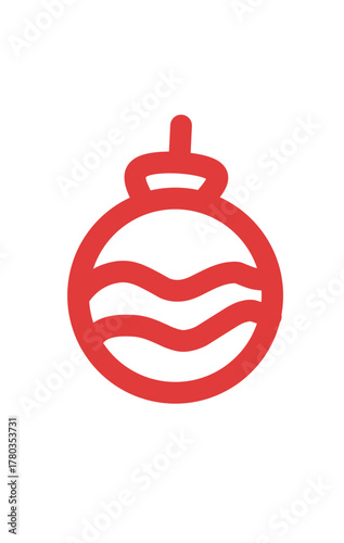 vector ilustration decoration lamp for christmas  in red line