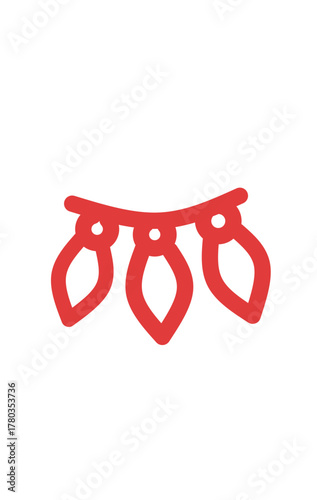 vector ilustration decoration lamp for christmas  in red line