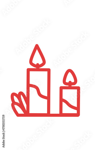 vector ilustration candle icon in red line