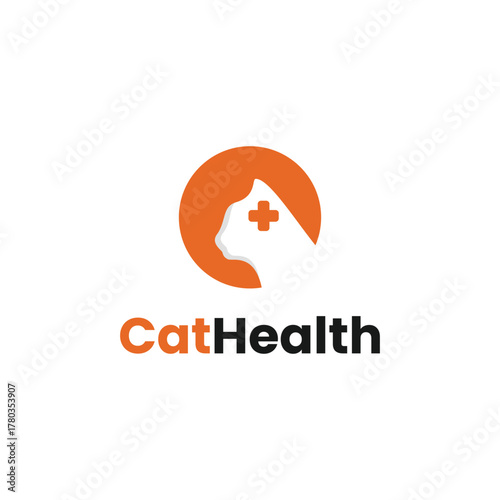 Modern cat health logo design offering professional veterinary services for your furry friend