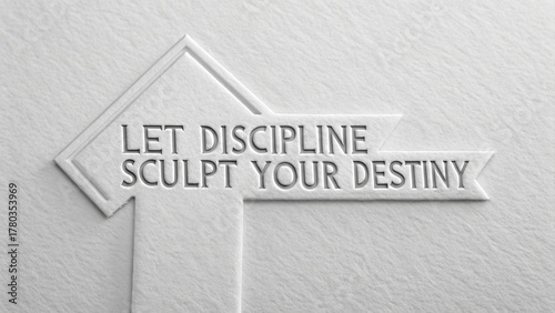A carved paper arrow with inspirational words about discipline
