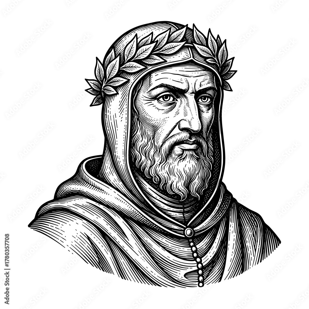 Fototapeta premium Dante portrait against white background