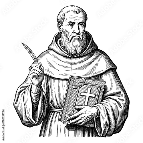 Aquinas portrait against white background