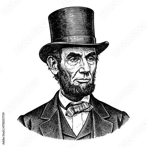 Abraham Lincoln against white background
