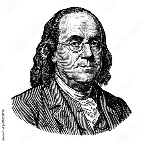 Benjamin Franklin against white background
