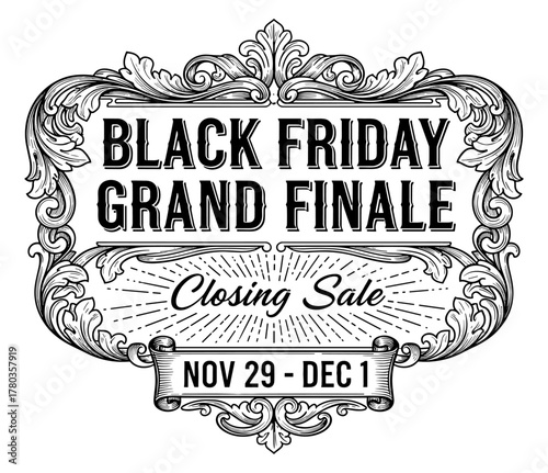 Black Friday Grand Finale Poster in Vintage Style in Black and White