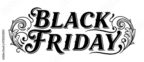 Black Friday typographic graphic in black and white
