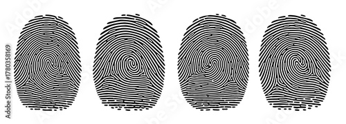 Fingerprints in woodcut style in black and white