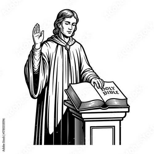 Person with bible against white background