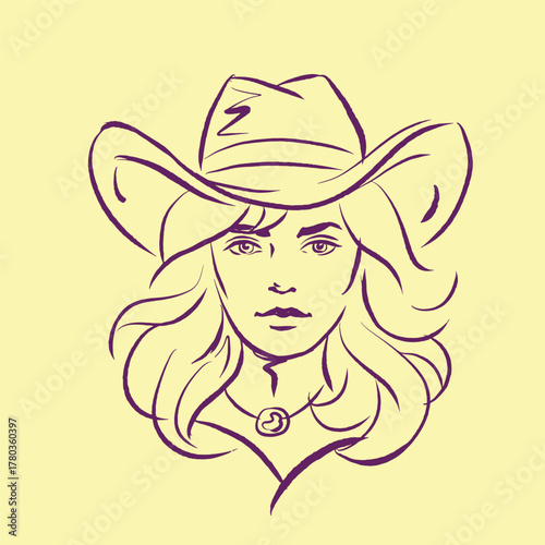 cowgirl in hat vector for illustration card decoration