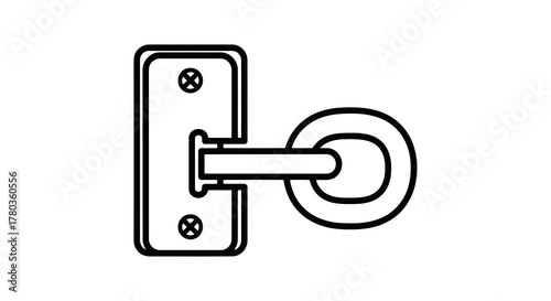 Outline of a door handle and lock mechanism