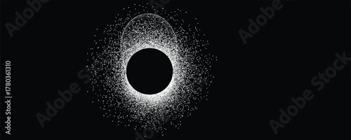 Solar eclipse .Star and moon in space. Futuristic landscape, with noise texture . Night landscape .Vector illustration