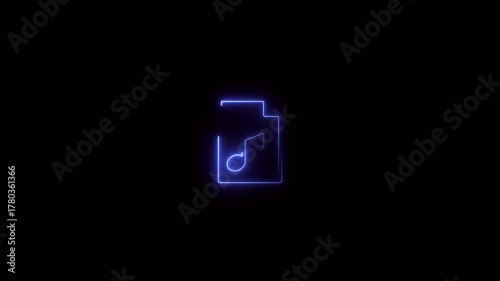 Neon music visualizer background, neon music icons for DJ sets and parties, 4K