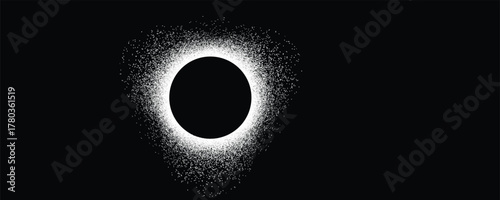 Solar eclipse .Star and moon in space. Futuristic landscape, with noise texture . Night landscape .Vector illustration