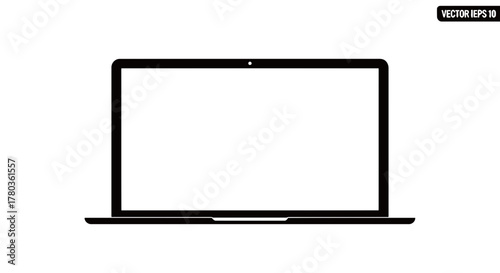 Modern laptop with blank screen