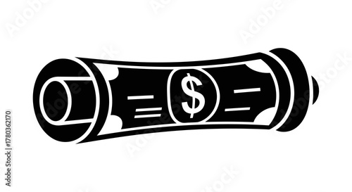 Rolled up banknote with dollar sign