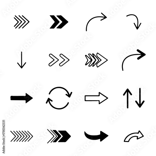 Simple Hand Drawn Arrow Icon Set