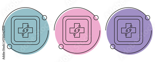 digital healthcare icon, healthcare innovation icon, futuristic healthcare concept icon vector set in trendy flat style illustration isolated on white background.