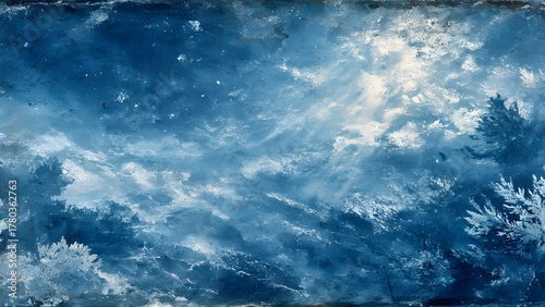 A breathtaking celestial panorama unfolds with starlight twinkling amidst swirling clouds, evoking a sense of wonder and vastness