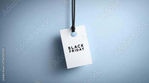 Exciting black friday sale shopping tag with discount offer on blue background