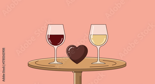 Romantic Wine Tasting - Red, White, and Chocolate Heart Delight.