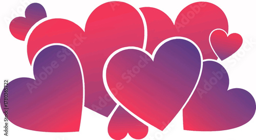 A collection of hearts in various shades of pink and purple.