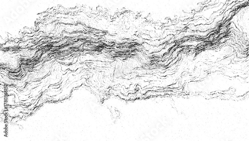 Black and white abstract wavy lines and dots texture background vector