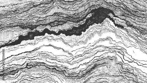 Black and white abstract topographic map lines and textures background
