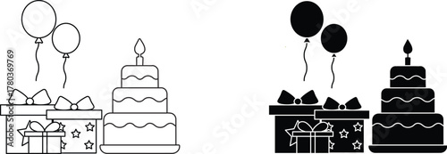 birthday party  icon vector graphic illustration  with white background flat hand made icon fill icon .