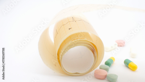 heart rhythm ekg note on paper doctors use to analyze heart disease treatment illustration on a white background