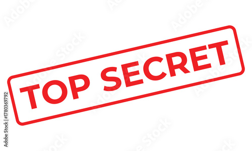 Red rectangular “TOP SECRET” stamp on a white background, symbolizing confidentiality, classified information, or restricted access. Ideal for security, privacy, and documentation design concepts.