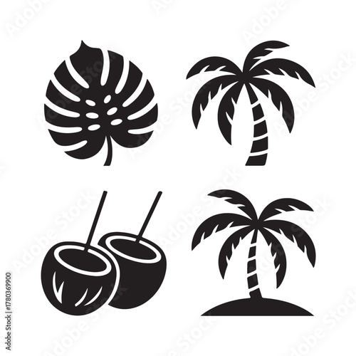 Christmas Silhouette Icon Set | Bold Black Vector Icons | Minimal Stencil Holiday Design