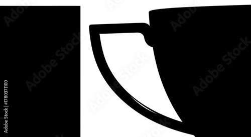 Black silhouette of a cup handle and part of a cup