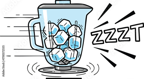 Cartoon Blender Vibrating Vigorously With Ice Cubes Inside And Zzzt Sound Effect
