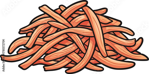Pile of Freshly Cut Raw Carrots Julienne Style White Background Studio Lighting