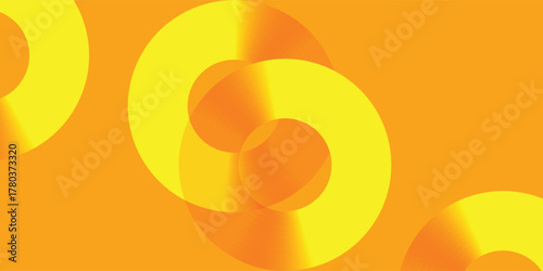 Vibrant seamless pattern of abstract yellow spiral rings on an orange gradient background,Vector illustration.