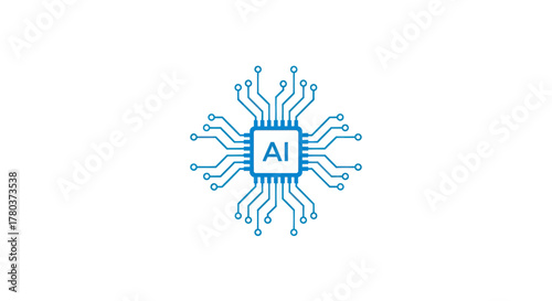 An illustration of a central processing unit with the letters AI, representing artificial intelligence.