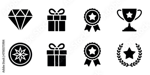 Billede på lærred Reward and trophy icon set vector