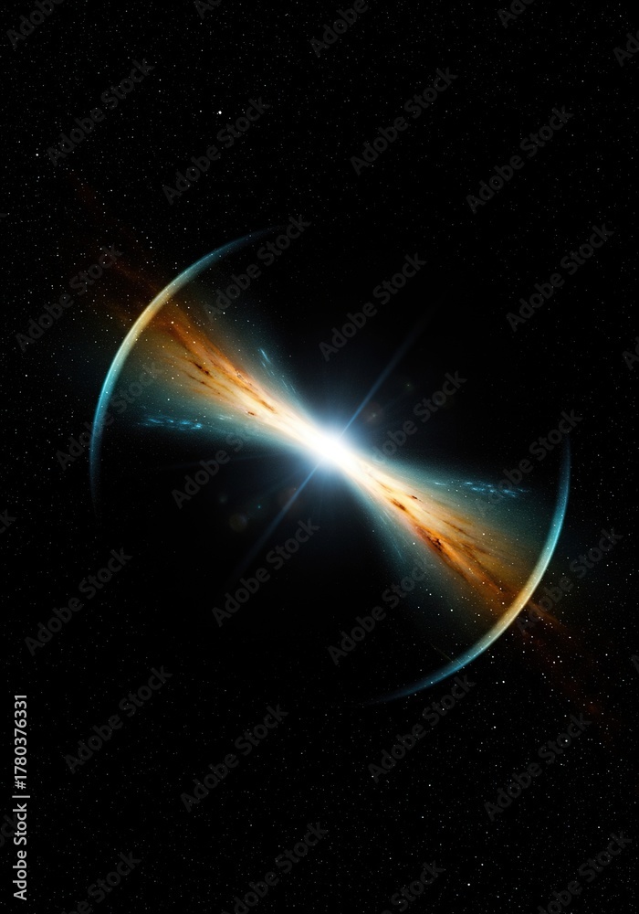 Obraz premium Abstract cosmic background showing spacetime distortion and powerful gravitational lensing effects in deep space, modern, blue, gravity